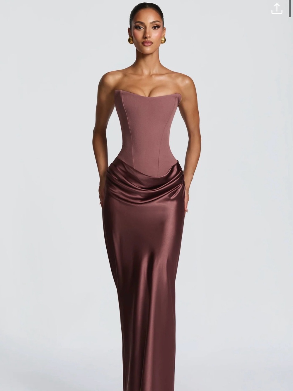 Strapless Satin Corset Gown in Mauve